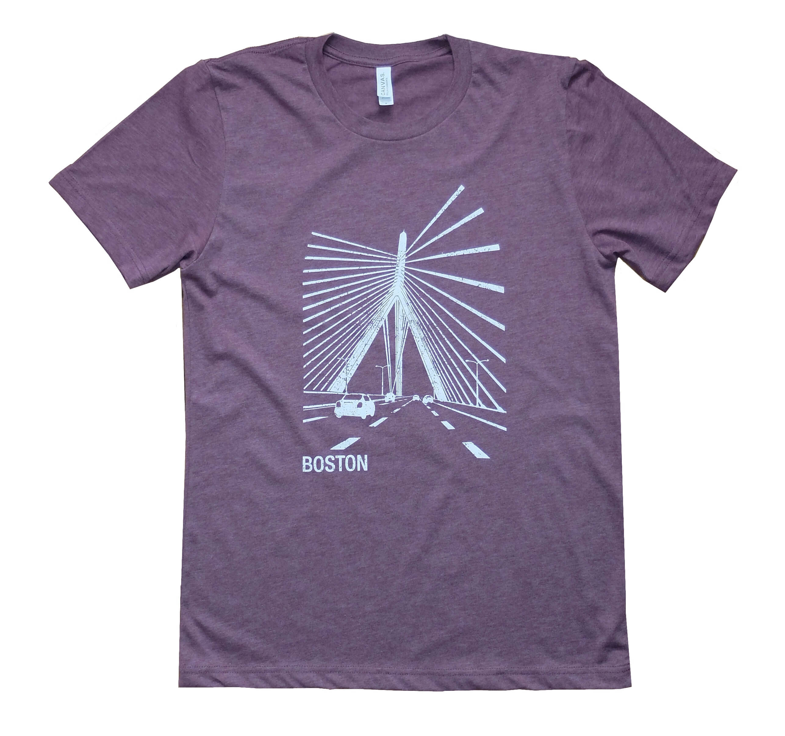 Adult Boston Zakim Bridge T-Shirt - Heather Maroon